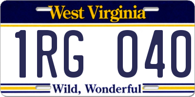 WV license plate 1RG040
