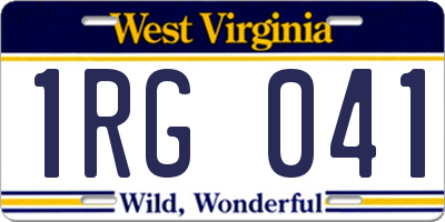 WV license plate 1RG041