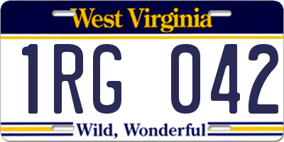 WV license plate 1RG042