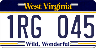 WV license plate 1RG045