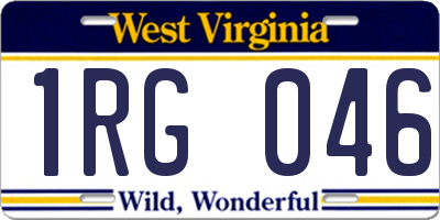 WV license plate 1RG046