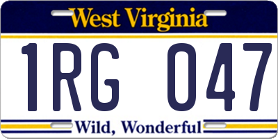 WV license plate 1RG047