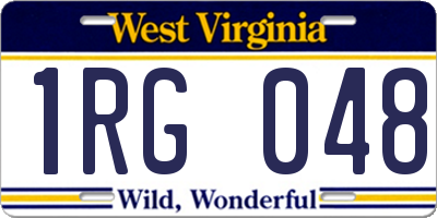 WV license plate 1RG048