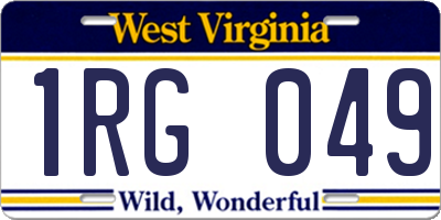 WV license plate 1RG049
