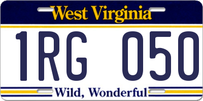 WV license plate 1RG050