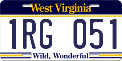 WV license plate 1RG051