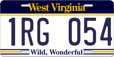 WV license plate 1RG054