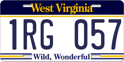 WV license plate 1RG057