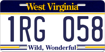 WV license plate 1RG058