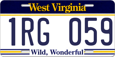WV license plate 1RG059
