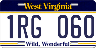 WV license plate 1RG060
