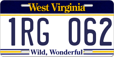 WV license plate 1RG062