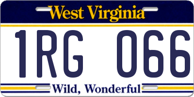 WV license plate 1RG066