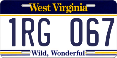 WV license plate 1RG067