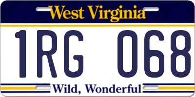 WV license plate 1RG068