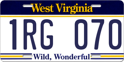 WV license plate 1RG070