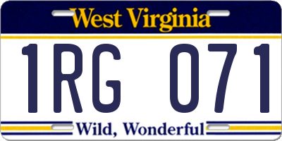 WV license plate 1RG071
