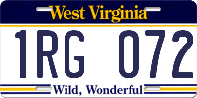 WV license plate 1RG072