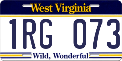 WV license plate 1RG073
