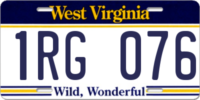 WV license plate 1RG076