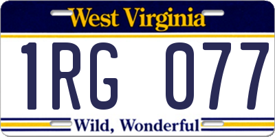 WV license plate 1RG077