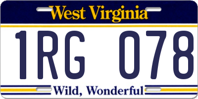 WV license plate 1RG078