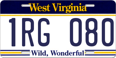 WV license plate 1RG080