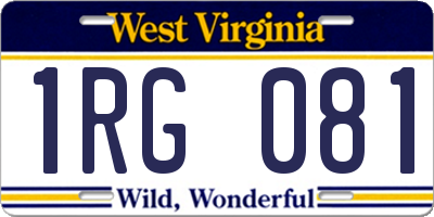 WV license plate 1RG081