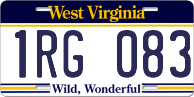 WV license plate 1RG083