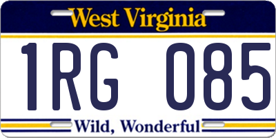 WV license plate 1RG085
