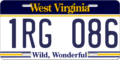 WV license plate 1RG086