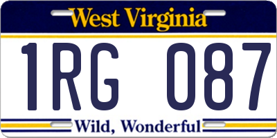 WV license plate 1RG087