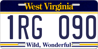 WV license plate 1RG090