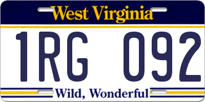 WV license plate 1RG092
