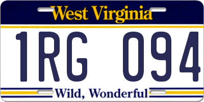WV license plate 1RG094