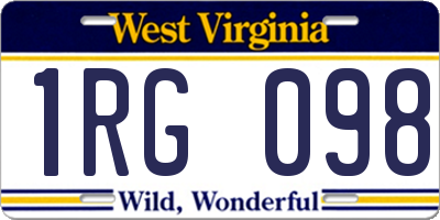 WV license plate 1RG098