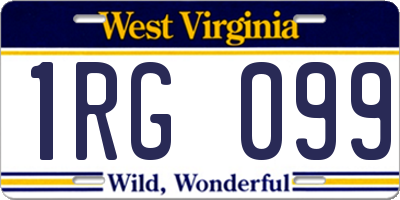 WV license plate 1RG099
