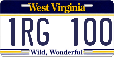 WV license plate 1RG100