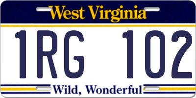 WV license plate 1RG102