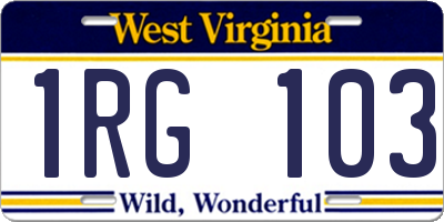 WV license plate 1RG103