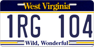 WV license plate 1RG104