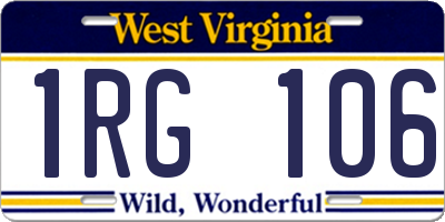 WV license plate 1RG106