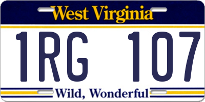 WV license plate 1RG107