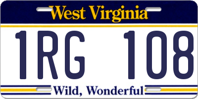 WV license plate 1RG108