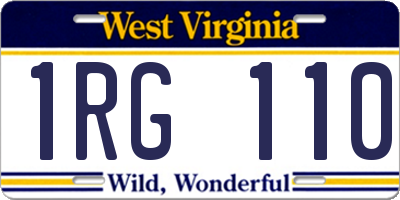 WV license plate 1RG110