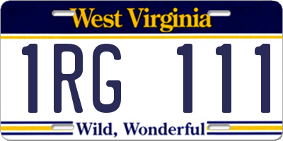 WV license plate 1RG111