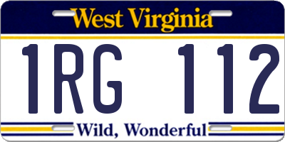 WV license plate 1RG112