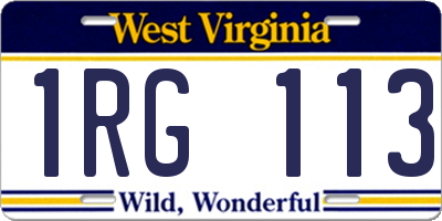WV license plate 1RG113