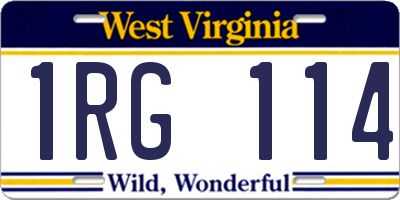 WV license plate 1RG114