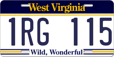 WV license plate 1RG115